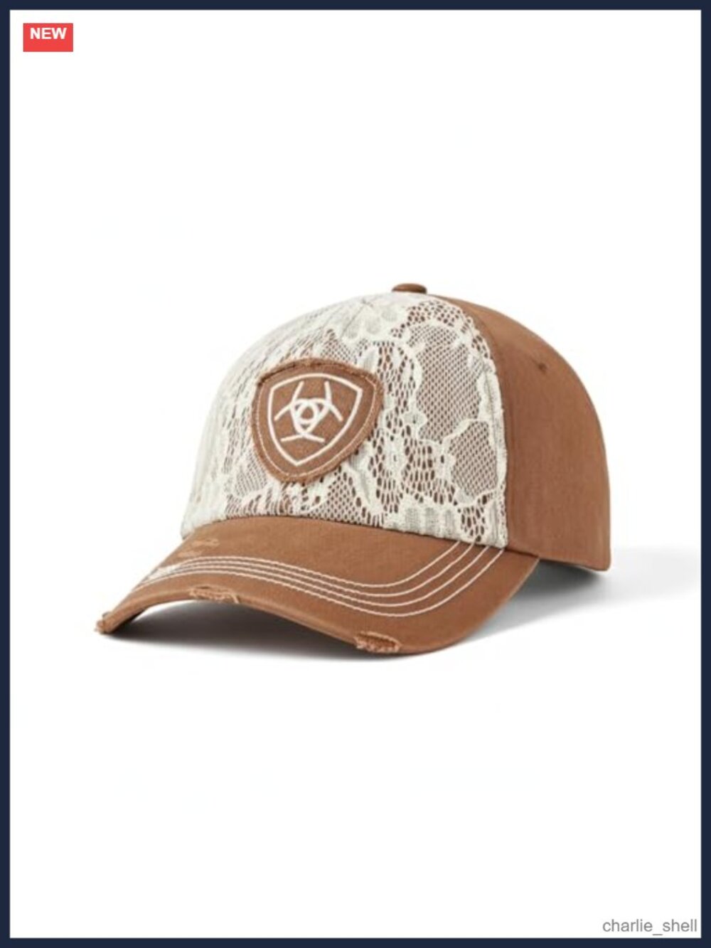 ARIAT Baseball Cap Lace Overlay Shield Patch Adjustable Western Hat